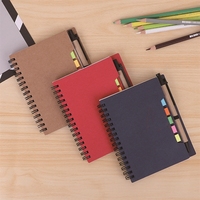 Ensemble promotionnel de notes autocollantes pour étudiants Bloc-notes transparent coloré Impression de logo personnalisé en papier kraft Couverture en cuir Taille A5