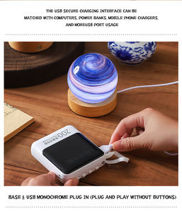 USB 3D esfera luz nocturna 8cm globo <span class=keywords><strong>planeta</strong></span> lámpara de mesa de cristal para decoración de dormitorio Plug-In Base atmósfera Luz - Product Image 3