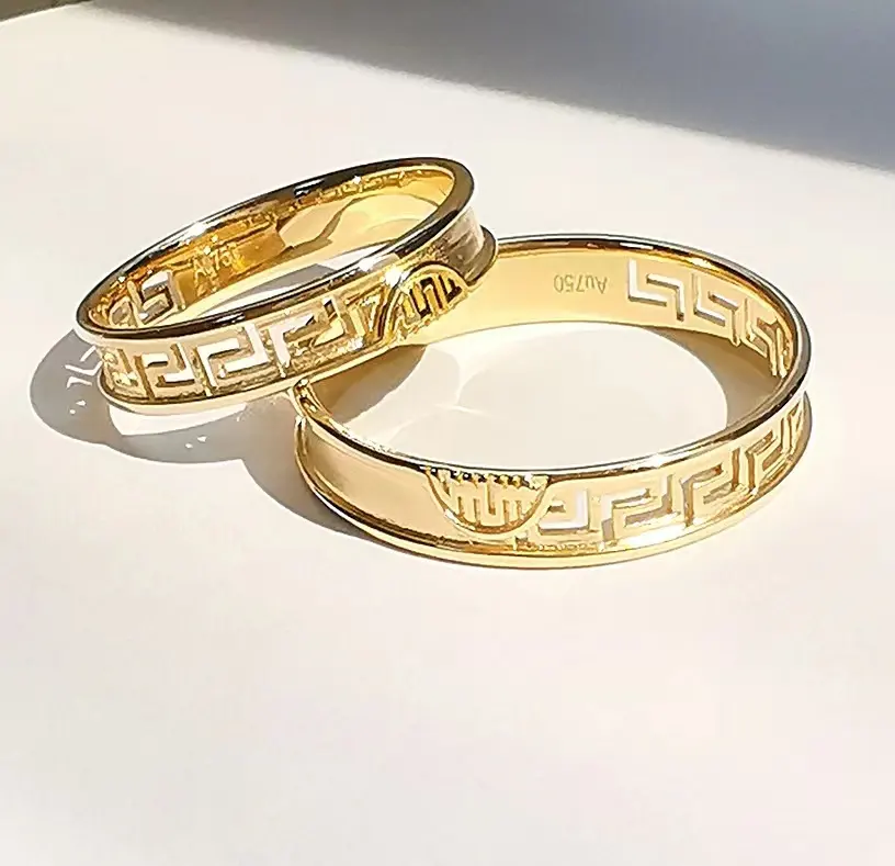 Custom 18K Genuine Gold Wedding Rings Luxury Couple Ring Wedding Ring Jewelry Wholesale 14K Solid Vintage Customized Lovers