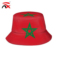 Casquette de seau personnalisée avec drapeau du Maroc pour le football en plein air, motifs à carreaux/dessins animés/camouflage/leopard pour la promotion des voyages sportifs