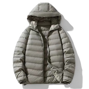 Veste en duvet de canard 90% à 2 couches pour homme Couleur kaki vert <span class=keywords><strong>noir</strong></span> Veste en duvet d'extérieur légère avec capuche Taille M à 4XL - Product Image 2