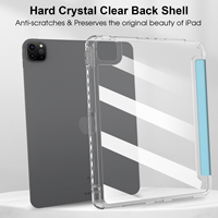 Étui pour tablette en cuir PU hautement transparent et coque arrière rigide en acrylique PC pour iPad Air 13 M4 2026 avec support pour stylet