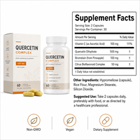 Quercétine Complexe Marque Blanche 500mg avec Bromélaïne et Bioflavonoïdes d'Agrumes 60 Capsules Végétales Complément Alimentaire pour la Santé Immunitaire Usine