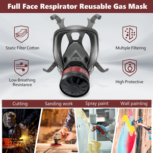 Máscara de Gas Respiradora Facial Completa con Certificación CE NBC, Protección Civil Contra Productos Químicos, Biológicos, Radiación Nuclear y Polvo - Product Image 6