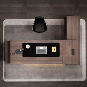 Bureau de direction de luxe bureau en forme de L ensemble table et chaises de bureau pour patron mobilier de bureau en bois bureau design moderne pour PDG - Product Image 4
