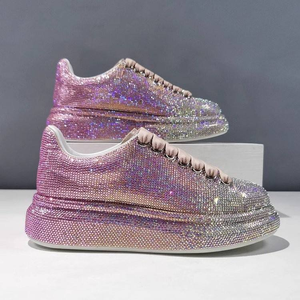 Chaussures de créateur de luxe de haute qualité, style rétro, doublure en mesh, lacets, chaussures décontractées d'extérieur, baskets à semelle épaisse entièrement ornées de diamants pour hommes et femmes - Product Image 3