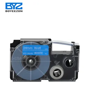 BYZ-24ABU 24mm x 8m kompatibles Casio EZ Etiketten drucker band 24mm XR-24ABU weiß auf blauem Etiketten band für KL-P40/KL-M40/KL-H50