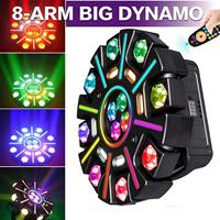 Projecteur de scène à LED dynamique à 8 bras, effet faisceau stroboscopique RGBW, télécommande pour discothèque, fête, mariage, CE FCC RoHS