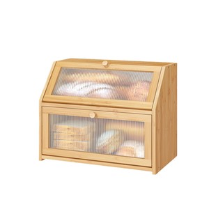 กล่องขนมปังไม้ไผ่ขนาดใหญ่พร้อมประตูอะคริลิคสำหรับจัดเก็บในครัว - Product Image 1