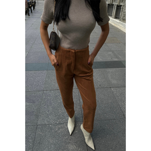 Pantalon évasé en daim pour femme, taille élastique, respirant, décontracté, coupe large, adapté au bureau, taille XL, 1 pièce MOQ - Product Image 5