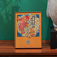 Yuyue Longmen Nouvelles décorations chinoises en laiton et bois, motif carpes koï, porte-bonheur, pour salon, cadre photo, cadeau de table, ornements de bureau