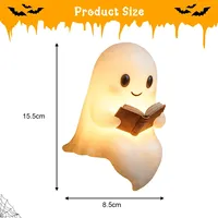Veilleuse fantôme Halloween 3D Lampe tactile LED mignonne en résine Décoration de chambre Lumières Lampes de bureau pour enfants Fonctionnant sur piles Lampes de chambre