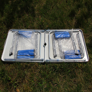 <b>Portable</b> Folding Outdoor <b>Table</b> Bamboo Aluminum Alloy 60x60x10cm Minimalist Design For Picnic And Home Use - Product Image 4