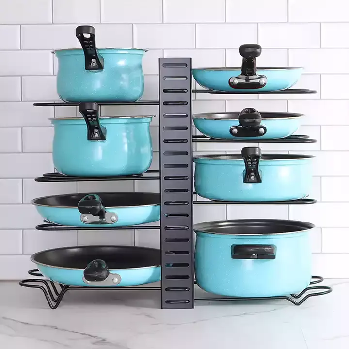 Choice fun Kitchen Counter and Cabinet Organization Storage Pot Rack Organizers Adjustable Pot Lid Holder Pot and Pan Organizer