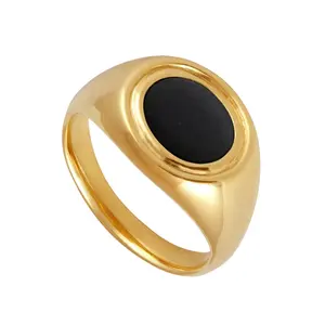 Gemnel new design jewelry black onyx signet talisman sterling silver 925 rings