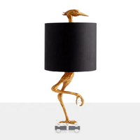 Lampe de table LED moderne en ABS avec abat-jour noir, lumière blanche neutre 4100K, design oiseau pour éclairage nocturne de chambre