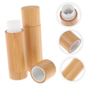 Emballage cosmétique en bambou personnalisé pour baume à lèvres et rouge à lèvres, contenants vides écologiques de luxe à épaule plate avec logo personnalisé 3ml/5ml - Product Image 3