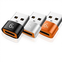 Adaptor USB ke USB C 6A Tipe C Female ke USB3.0 A Kabel Charger Converter untuk Pengisian Cepat