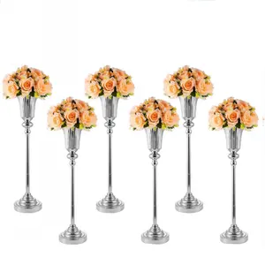 6pcs מחזיק נר מנורת מתכת אגרטל לחתונה פרחים מרכזי רצפת אגרטל כביש עופרת מסיבת ארוחת ערב חג המולד יום הולדת