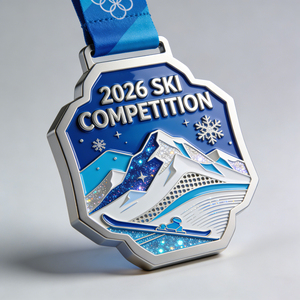 Manufacturer Wholesale Custom Medals Zinc Alloy 3d Design Logo Medal Sports Metal Skating Competition Medal with <b>Ribbon</b> - Product Image 2
