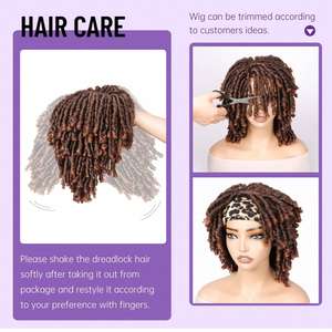 Perruque tressée au crochet complète, synthétique naturelle, style dreadlocks africaines bouclées, <span class=keywords><strong>coupe</strong></span> <span class=keywords><strong>courte</strong></span> bob torsadée, respirante, pour usage quotidien et cosplay - Product Image 5