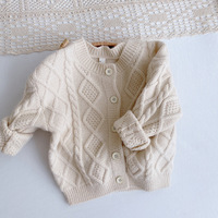 Ropa de Invierno para Niños, Cárdigan para Bebés y Niñas Pequeñas, Suéter Beige Sólido Informal 2043AWY01033