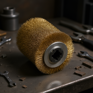 แปรงลวดทรงกระบอก 100x120 มม. ขนแปรงเหล็ก ขนาดแกน 13 มม. สำหรับขัดโลหะ - Product Image 3