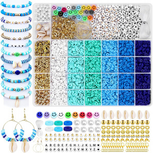 ชุดทำเครื่องประดับ DIY ลูกปัดดินโพลิเมอร์ สีสันมหาสมุทร ตัวอักษรจิ๋ว สำหรับงานประดิษฐ์ สร้อยข้อมือ ต่างหู - Product Image 1