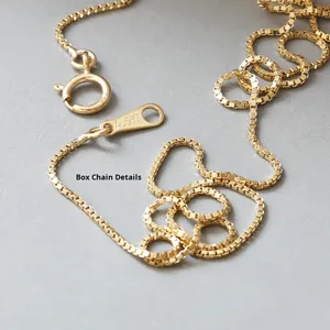 Collar <span class=keywords><strong>de</strong></span> <span class=keywords><strong>Oro</strong></span> <span class=keywords><strong>de</strong></span> 14K para Mujer, Cadena Simple <span class=keywords><strong>de</strong></span> Caja, Cadena <span class=keywords><strong>de</strong></span> <span class=keywords><strong>Oro</strong></span> Puro AU585, Cadena <span class=keywords><strong>de</strong></span> Clavícula, Regalo <span class=keywords><strong>de</strong></span> Joyería para Mujer - Product Image 6