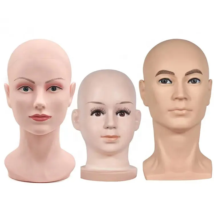Maniquí de cabeza de hombre para niños, de plástico, piel de Color, realista, venta de fábrica