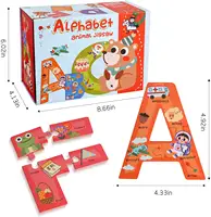 Renk şekli mektup tanıma kiti kutusu ile 85 adet renkli ahşap tahta hayvan alfabe bulmaca oyuncaklar