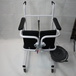 WCHT WCHT0122 Chaise roulante manuelle hydraulique robuste en acier au carbone pour transfert de patients, toilettes/portable-lavage portables, conception légère - Product Image 6