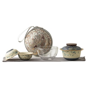 Juego de té de viaje de dos tazas, azul y rojo flor de loto, para camping al aire libre, con tetera y tazas, para preparación de té cómoda y rápida. - Product Image 5