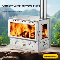 Poêle à bois portable en acier inoxydable pour le camping en plein air, le chauffage de tente, la randonnée et les pique-niques