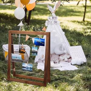 Foldable Wooden Photo Display Stand Solid Wood Freestanding <b>Frame</b> Rectangle Vertical Tabletop Living Room Bedroom - Product Image 1