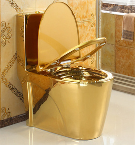 Toilette en céramique dorée Couleur Golden Retrete Inodoro Articles sanitaires plaqués or S Trap Cuvette <span class=keywords><strong>Wc</strong></span> Toilette - Product Image 2