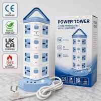 Stop Kontak Universal 10 Lubang Kuningan Tipe EU, 4 Tingkat, 3 Charger USB Cepat, Kabel 1.8m, Proteksi Beban Berlebih, Cocok untuk Workstation