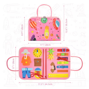 Nuevo diseño de bolsa, libro de tablero ocupado, juguetes educativos Montessori para niños pequeños, tablero ocupado de fieltro plegable para <span class=keywords><strong>autismo</strong></span> sensorial para niños pequeños - Product Image 3