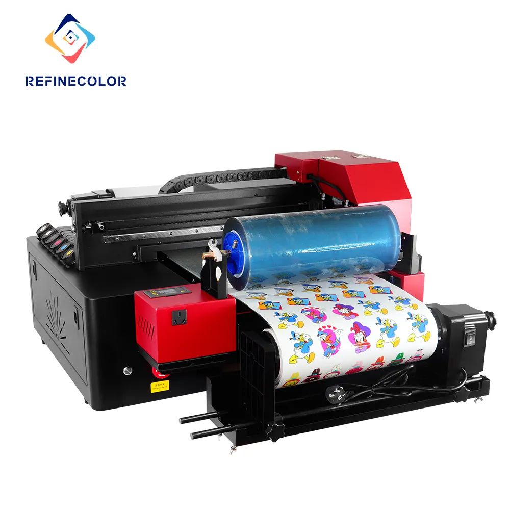 Refinecolor uv dtf printer langsung ke substrat inc baru foil metalik langsung uv printer dtf