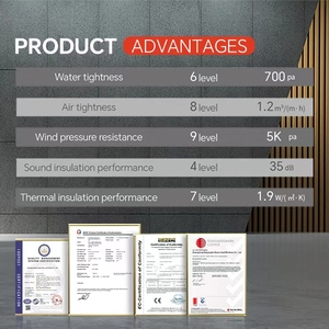 Derchi nfrc as2047 bão bằng chứng tác động 4 bài hát lớn đôi kính nâng nhôm cửa trượt - Product Image 5