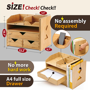 Tre bàn lưu trữ giá gỗ có thể điều chỉnh tập tin Kệ Sách bốn lớp Máy tính để bàn lưu trữ đơn giản lưu trữ - Product Image 3