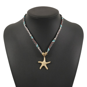 Collana con ciondolo in lega Ocean Wind, accessorio in tessuto con motivo colorato per donna, abbigliamento estivo, disponibile direttamente dalla fabbrica. - Product Image 4