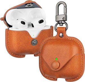 Étui en cuir PU pour <span class=keywords><strong>AirPods</strong></span> avec lumière LED et porte-clés Chargement sans fil Compatible pour Apple pour <span class=keywords><strong>AirPods</strong></span> 2 et pour <span class=keywords><strong>AirPods</strong></span> 1 - Product Image 5