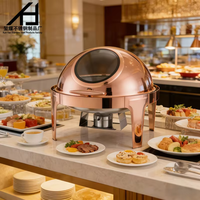 Chauffe-Plat Rond de Luxe en Acier Inoxydable Or Rose 6L pour Buffet, Idéal pour la Restauration et les Événements – Fournitures Hôtelières Commerciales