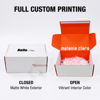 Boîte d'expédition en carton personnalisée avec logo, bande adhésive à fermeture éclair, bande adhésive à déchirure facile, boîte postale auto-adhésive pour l'envoi commercial