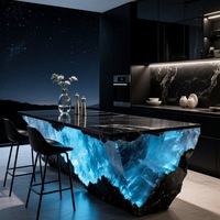 Beleuchtete Kristall-inspirierte Luxus-Acryl-Bartheke mit Transparentem Design Maßgefertigt für Gewerbeflächen; Quadratische Form