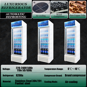 Refrigerador de 1 puerta con doble puerta de vidrio, expositor refrigerado para supermercado, enfriador abierto. - Product Image 3