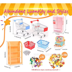 Mini chariot de courses en plastique, ensemble de 138 pièces, jouets d'épicerie pour enfants de 4 à 6 ans - Product Image 4