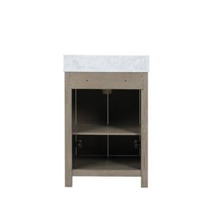 Meuble-lavabo de salle de bain en chêne gris, style transitionnel, en bois massif et contreplaqué, avec vasque en céramique, résistant à l'eau, fabriqué au Vietnam - Product Image 5