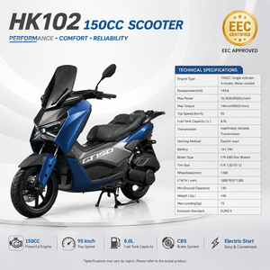 Scooter à essence 150cc certifié EEC Euro 5, moteur refroidi par eau EFI, roues de 12 pouces, freins CBS, scooter de rue - Product Image 3